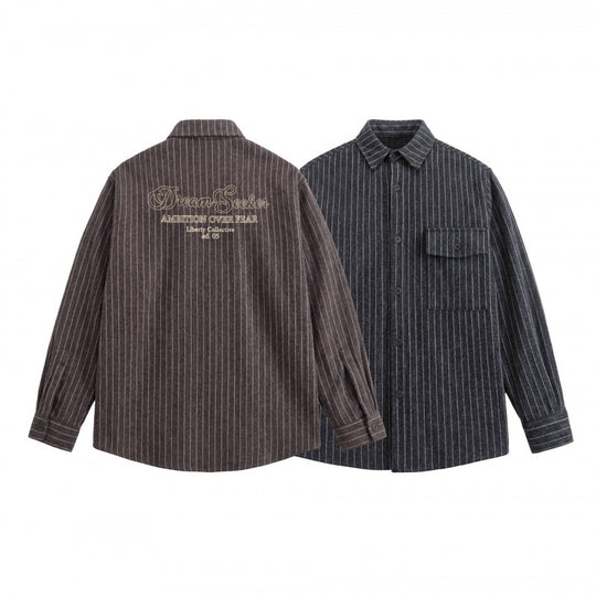 Unisex Overshirt-Hemdjacke mit Nadelstreifen und aufgesetzter Pattentasche Nord Taschen