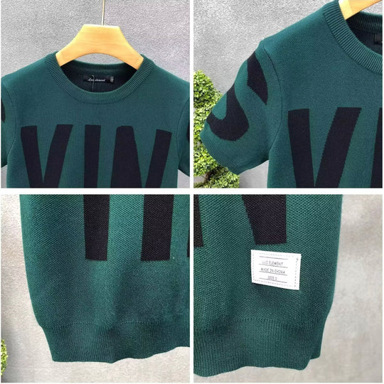 Herren Strickshirt mit oversized Schriftzug Nord Taschen