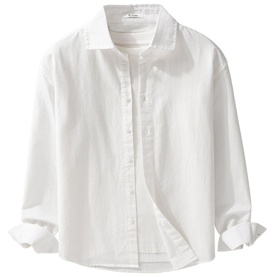 Herren Leichtes Leinen-Baumwoll-Overshirt mit Kentkragen, Relaxed‑Fit und durchgehender Knopfleiste Nord Taschen