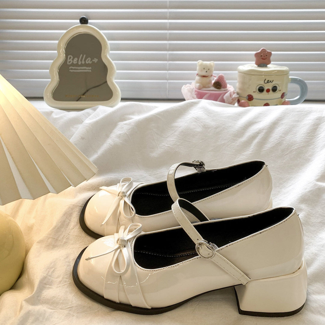 Damen Elegante Mary Jane Schuhe mit dekorativen Schleifen und großzügigem Blockabsatz