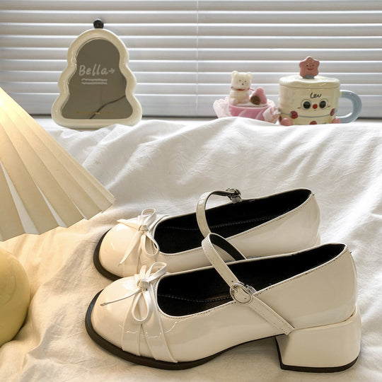 Damen Elegante Mary Jane Schuhe mit dekorativen Schleifen und großzügigem Blockabsatz