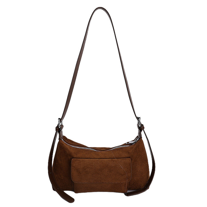 Damen Umhängetasche aus weichem Wildleder mit praktischer Fronttasche Nord Taschen