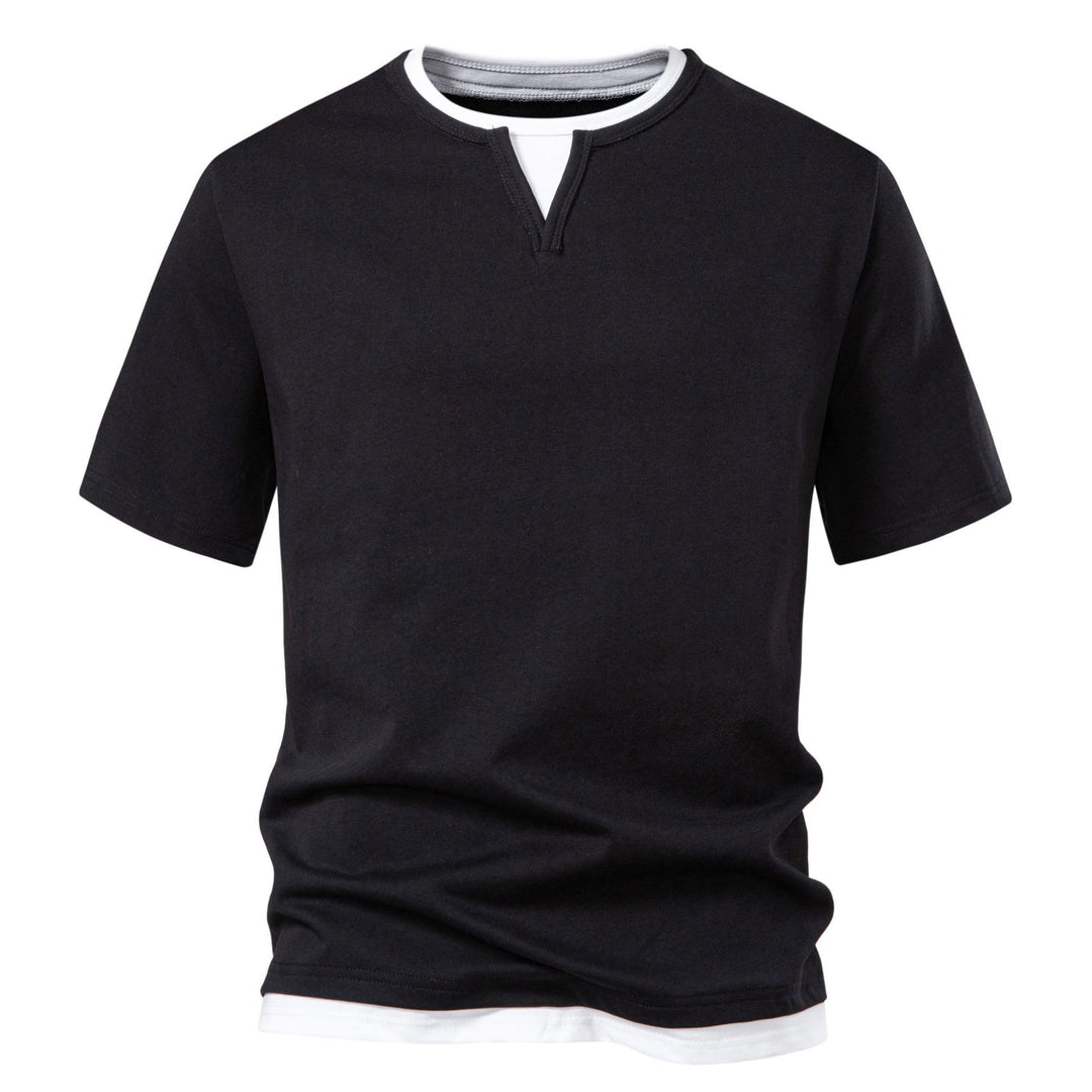 Herren Langarmshirt mit Lagen-Look und markantem Schlitzkragen Nord Taschen