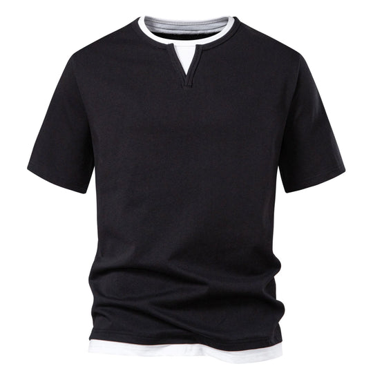 Herren Langarmshirt mit Lagen-Look und markantem Schlitzkragen Nord Taschen