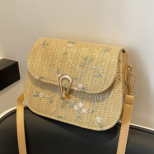 Damen Umhängetasche mit floralen Stickereien und hochwertigem geflochtenem Design Nord Taschen
