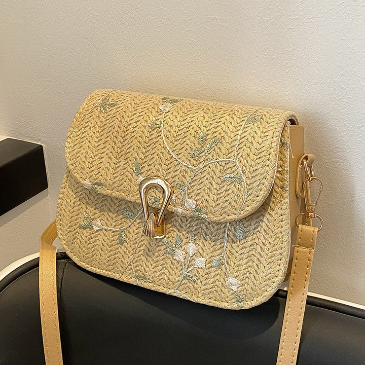 Damen Umhängetasche mit floralen Stickereien und hochwertigem geflochtenem Design Nord Taschen