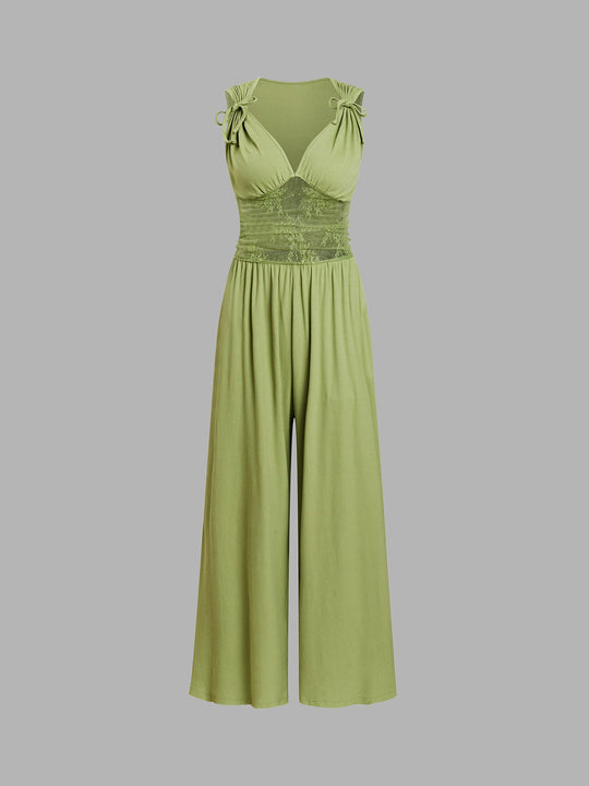 Damen eleganter Jumpsuit mit verstellbaren Trägern und weiten Beinen Nord Taschen