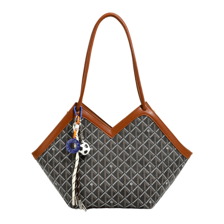 Damen Shopper Tasche mit modernem Karomuster und exquisiten Details Nord Taschen