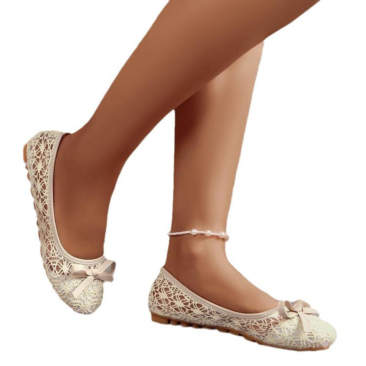 Damen Ballerinas mit filigranem Spitzen-Design und zarter Schleifen-Applikation
