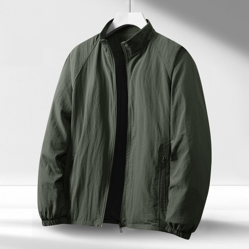 Herren Leichte winddichte Reißverschluss-Blousonjacke mit Stehkragen und elastischen Bündchen Nord Taschen
