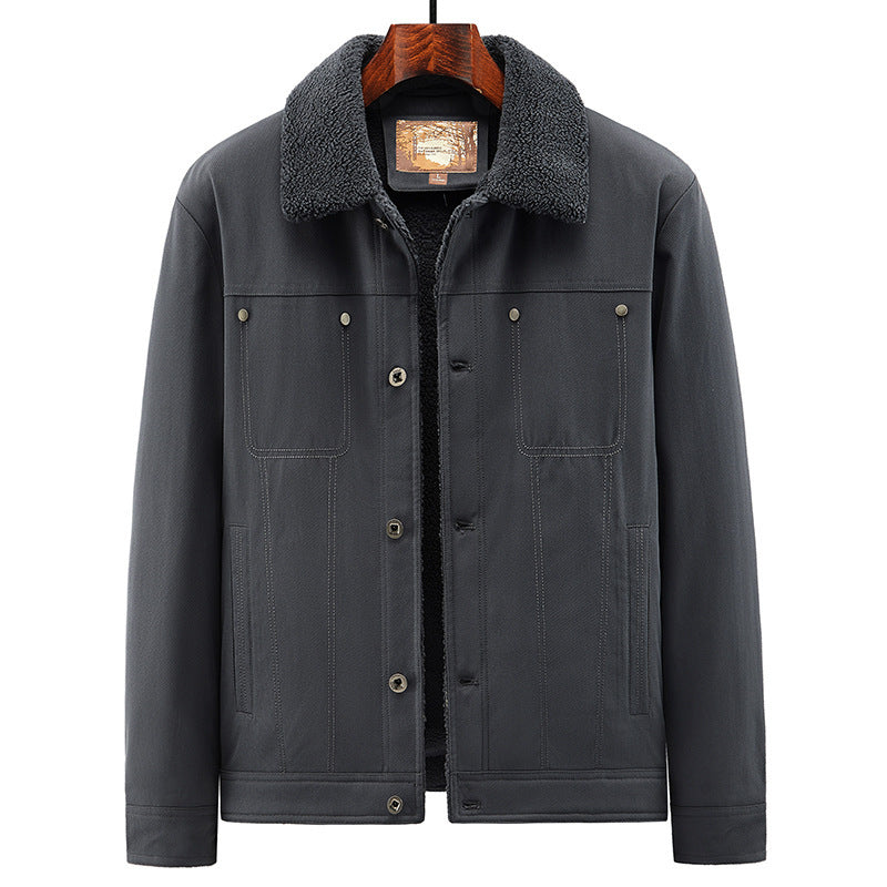 Herren Truckerjacke im Overshirt-Stil mit Sherpa-Futter und Hemdkragen Nord Taschen