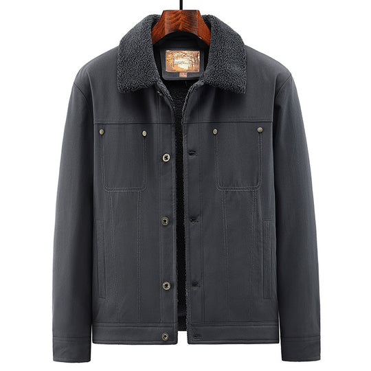 Herren Truckerjacke im Overshirt-Stil mit Sherpa-Futter und Hemdkragen Nord Taschen