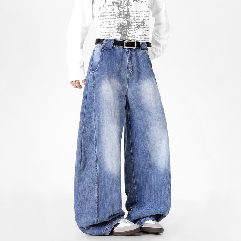 Herren Extraweite Baggy-Jeans mit extrem weitem Bein, tiefem Schritt & markanter Used-Waschung Nord Taschen