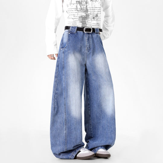 Herren Extraweite Baggy-Jeans mit extrem weitem Bein, tiefem Schritt & markanter Used-Waschung Nord Taschen