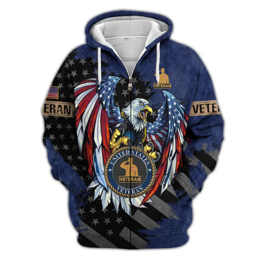 Herren Kapuzensweater mit amerikanischem Veteranenmotiv Nord Taschen
