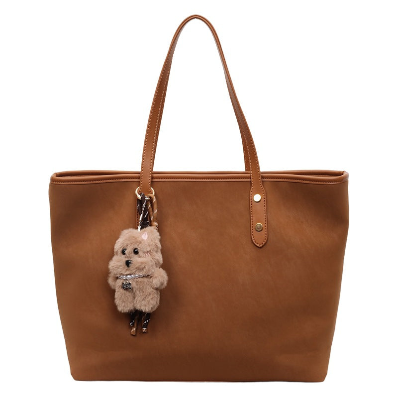 Damen Shopper-Tasche im eleganten Design mit abnehmbarem Plüschanhänger Nord Taschen