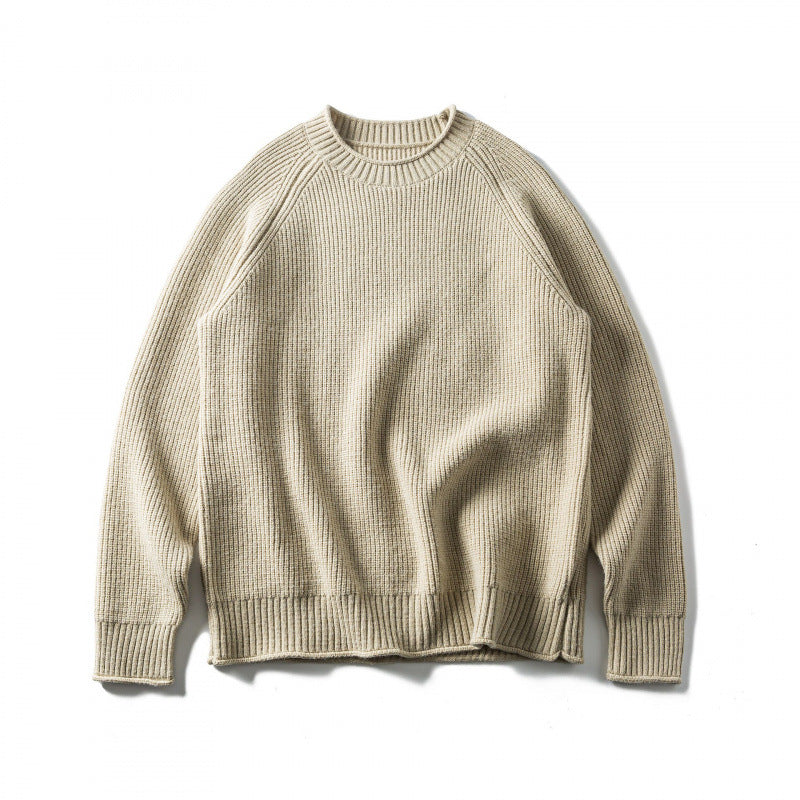 Unisex Grobgestrickter Rundhals-Pullover im Oversize-Boxy-Cut mit Raglanärmeln Nord Taschen