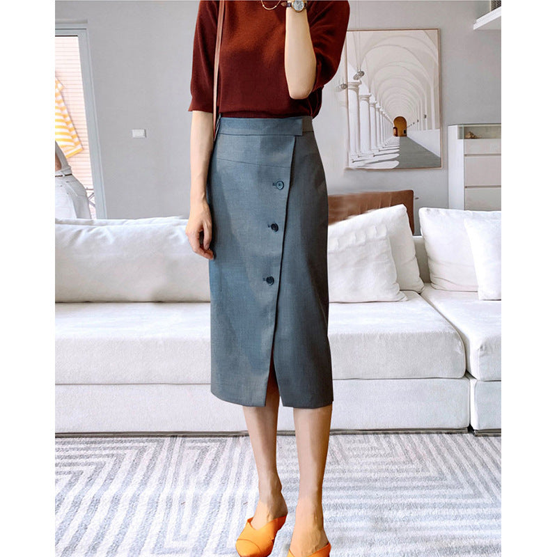 Damen Eleganter Midirock mit Knopfdetail und Taillengürtel Nord Taschen