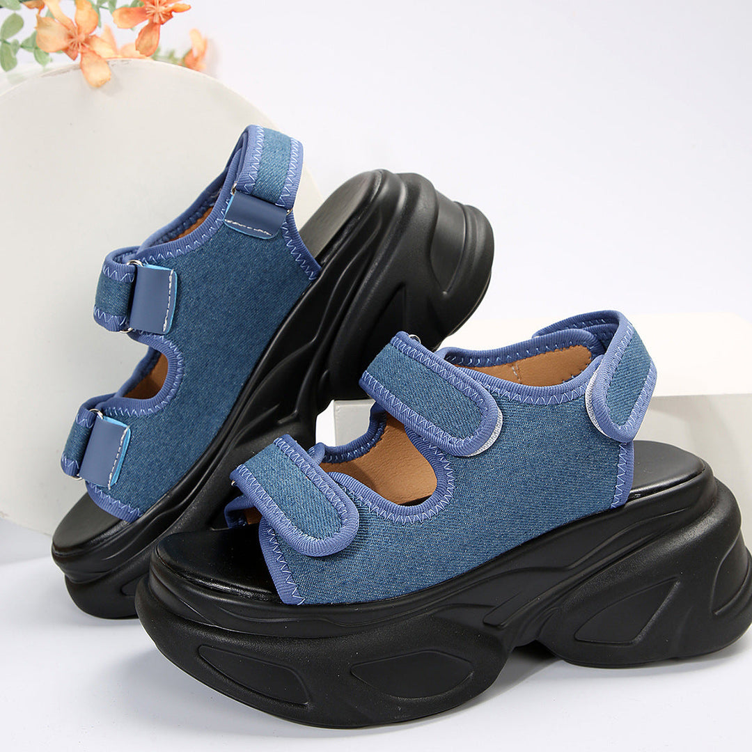 Damen Plateau-Sandalen mit verziertem Riemen und komfortabler Sohle Nord Taschen