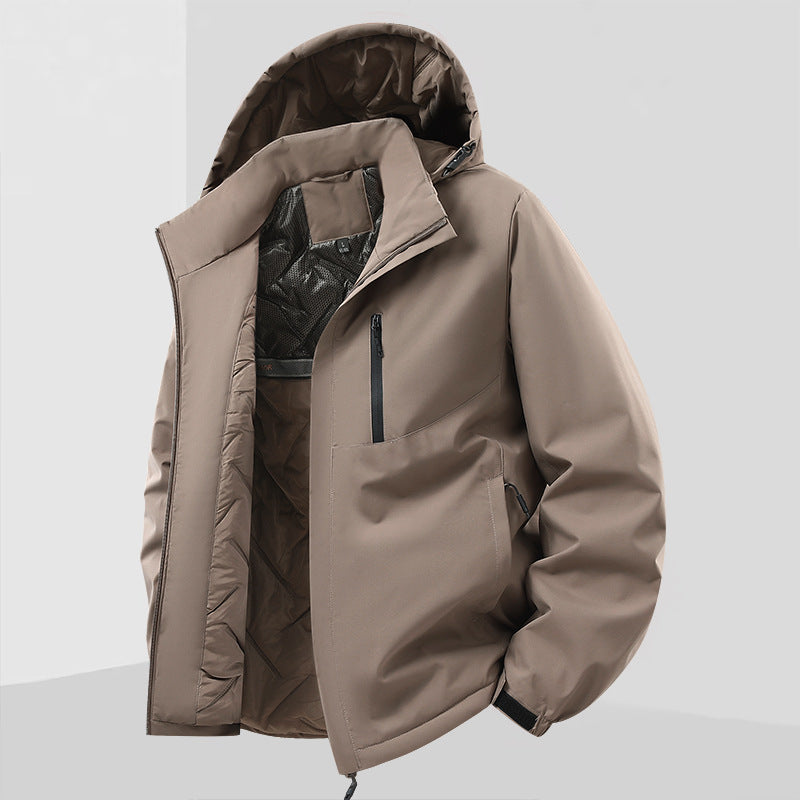 Herren Leichte isolierte Hybrid-Outdoorjacke mit Thermofutter, Kapuze und wasserdichten Reißverschlüssen Nord Taschen