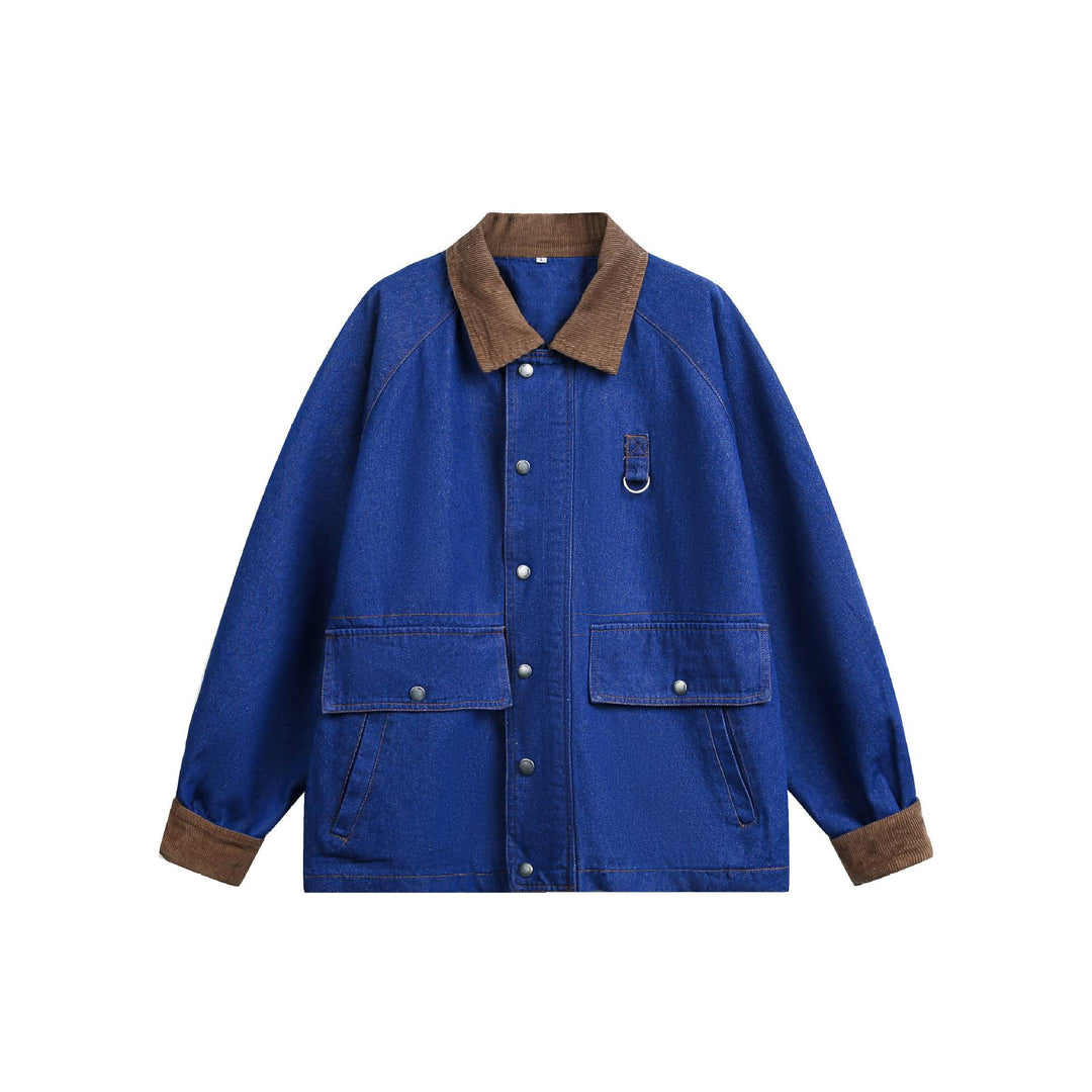 Unisex Kastig geschnittener Jeansblouson mit Cordkragen und Utility‑Details Nord Taschen