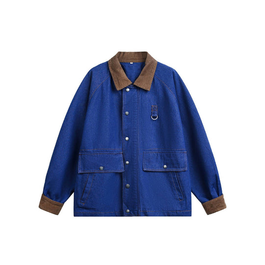 Unisex Kastig geschnittener Jeansblouson mit Cordkragen und Utility‑Details Nord Taschen