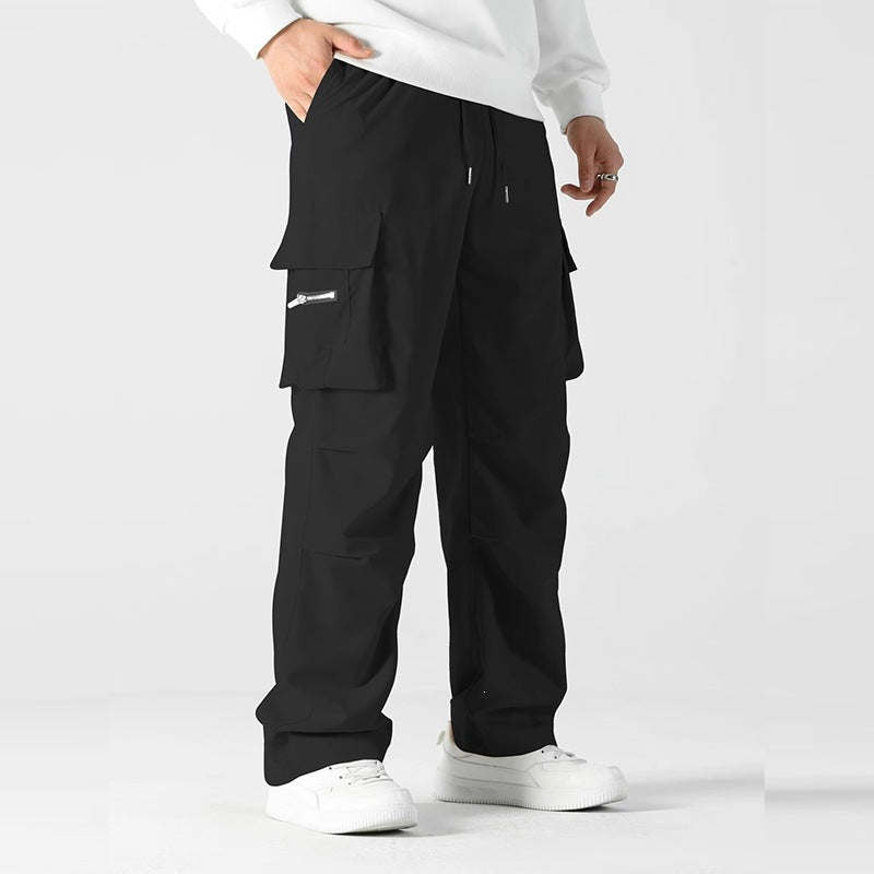 Herren weite Utility-Cargohose mit Tunnelzugbund, Knieabnähern und Multifachtaschen Nord Taschen