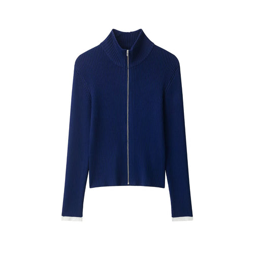 Damen Rippstrick-Cardigan mit Stehkragen und durchgehendem Reißverschluss Nord Taschen