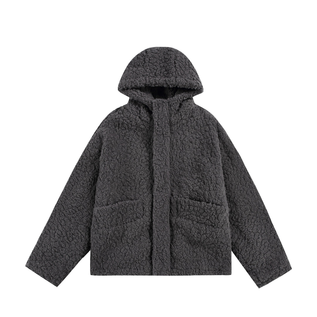 Damen Oversize Sherpa‑Kapuzenjacke mit verdeckter Frontblende und aufgesetzten Taschen Nord Taschen