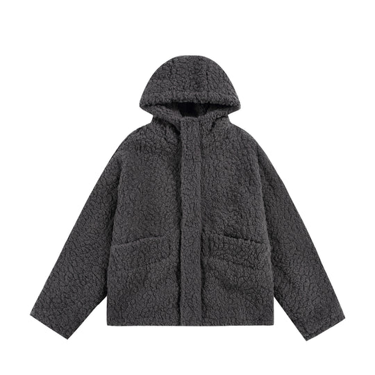 Damen Oversize Sherpa‑Kapuzenjacke mit verdeckter Frontblende und aufgesetzten Taschen Nord Taschen