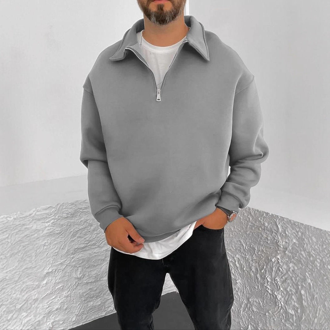 Herren Oversize Halbzip-Sweatshirt mit aufgestelltem Kragen Nord Taschen