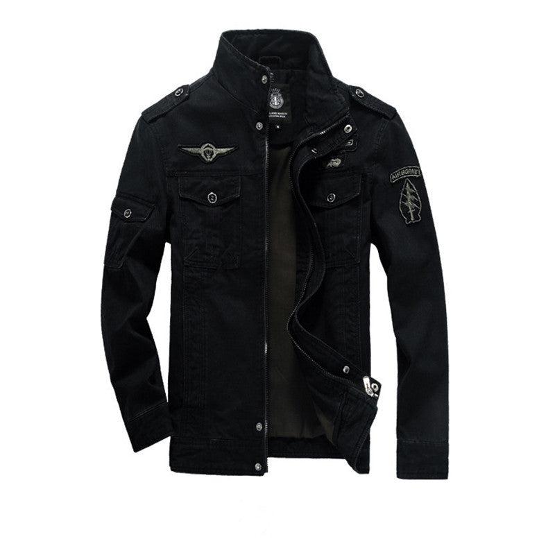 Herren Canvas-Fieldjacke im Military-Utility-Stil mit Stehkragen, Epauletten und Multifunktionstaschen Nord Taschen