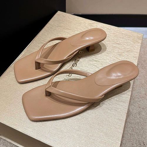 Damen Minimalistische Zehentrenner-Sandalen mit elegantem Absatz