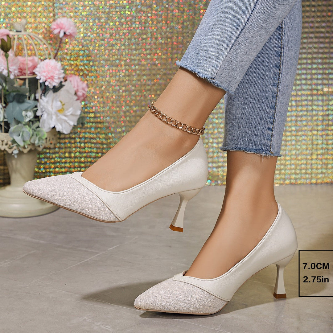 Damen elegante Kitten Heels mit funkelnden Details und komfortabler Einlegesohle Nord Taschen