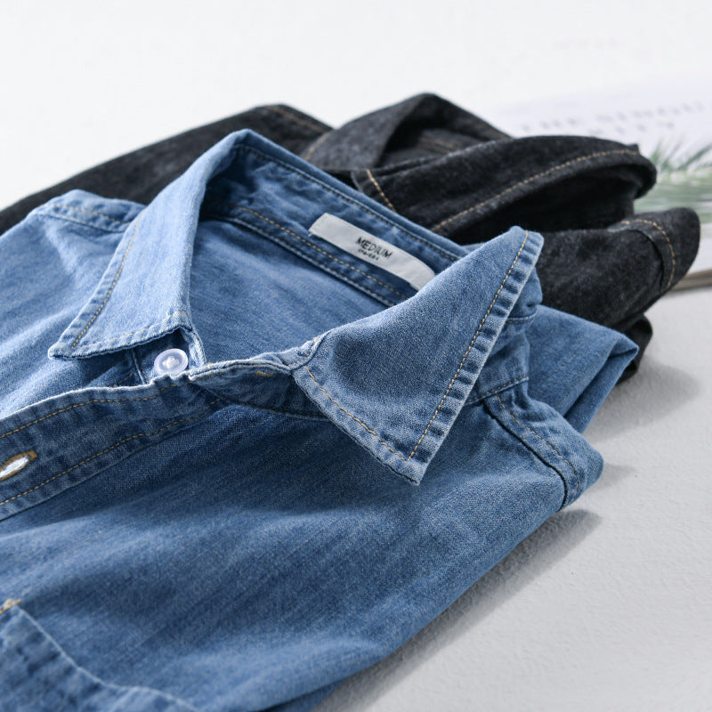 Herren Gewaschenes Denim-Overshirt mit Pattentasche, Relaxed-Fit und weichem Griff Nord Taschen