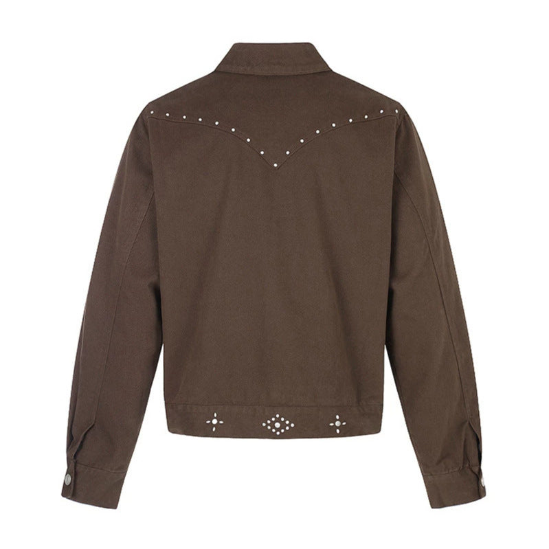 Damen kurze Truckerjacke aus Canvas mit Zierösen, Druckknopffront und Pattentaschen Nord Taschen