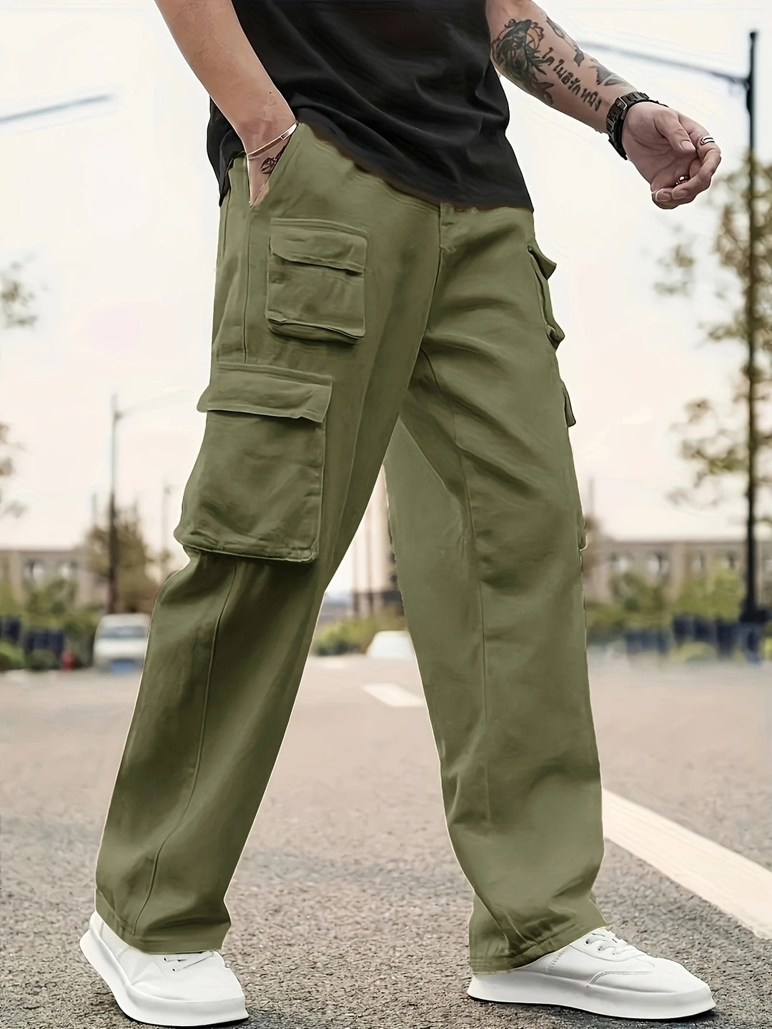 Herren Relaxed-Fit Utility-Cargohose mit großen Klappfächern und elastischem Beinabschluss Nord Taschen
