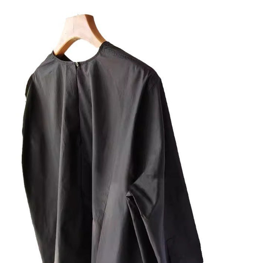 Damen Oversize-Bluse aus leichtem Baumwollmix mit weiten Ballonärmeln und verlängertem Rückensaum Nord Taschen