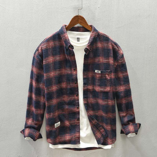 Herren Legeres Karo-Flanell-Overshirt aus weichem Baumwollmix mit Brusttasche Nord Taschen