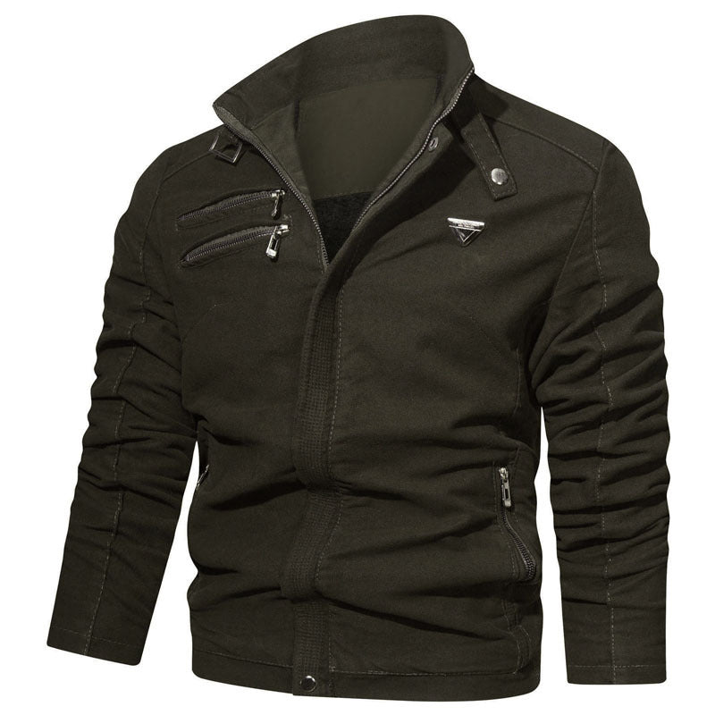 Herren leichtes Canvas‑Utility‑Blouson mit Stehkragen, asymmetrischer Brustreißverschlusspartie und Zier‑Reißverschlüssen Nord Taschen