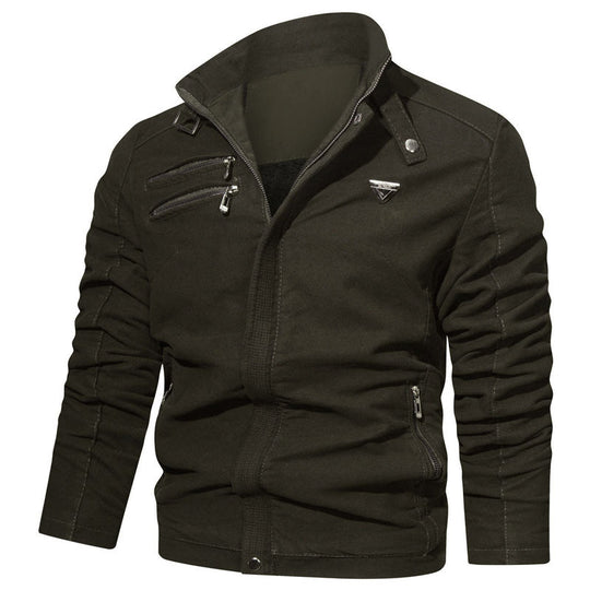 Herren leichtes Canvas‑Utility‑Blouson mit Stehkragen, asymmetrischer Brustreißverschlusspartie und Zier‑Reißverschlüssen Nord Taschen