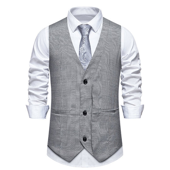Herren elegante Anzugweste mit klassischem Herringbone-Muster und praktischen Taschen Nord Taschen