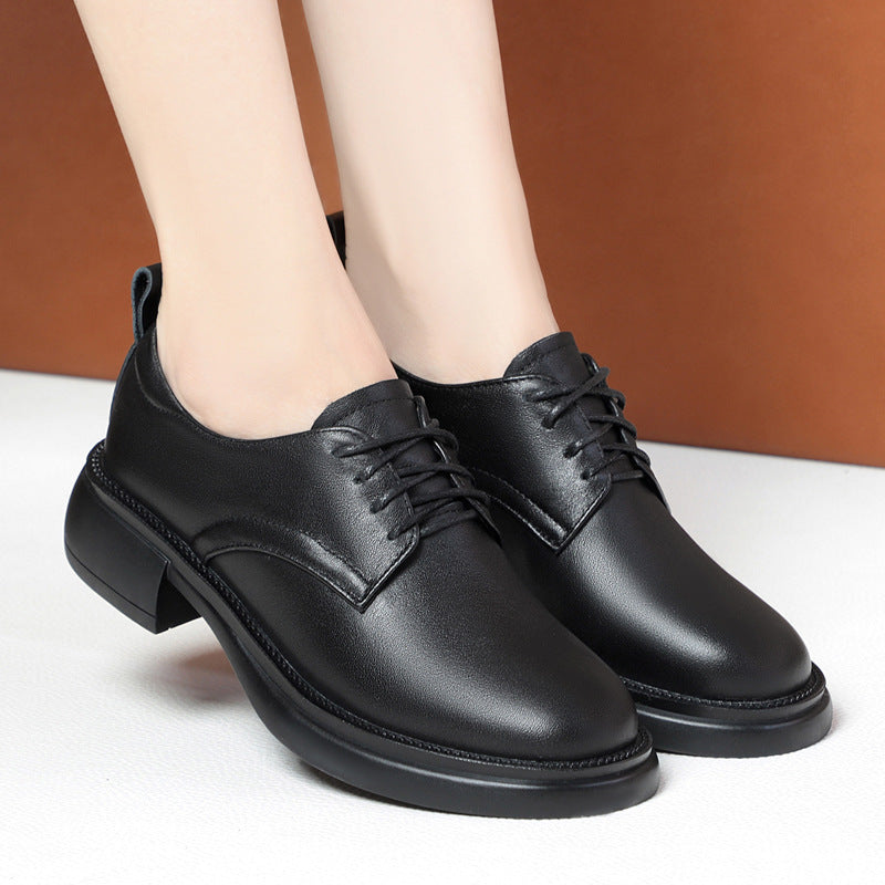 Damen Elegante Schnürschuhe mit komfortablem Blockabsatz und glattem Obermaterial