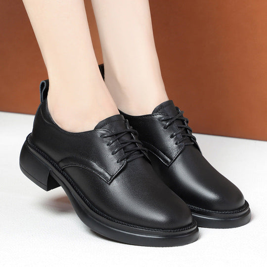 Damen Elegante Schnürschuhe mit komfortablem Blockabsatz und glattem Obermaterial