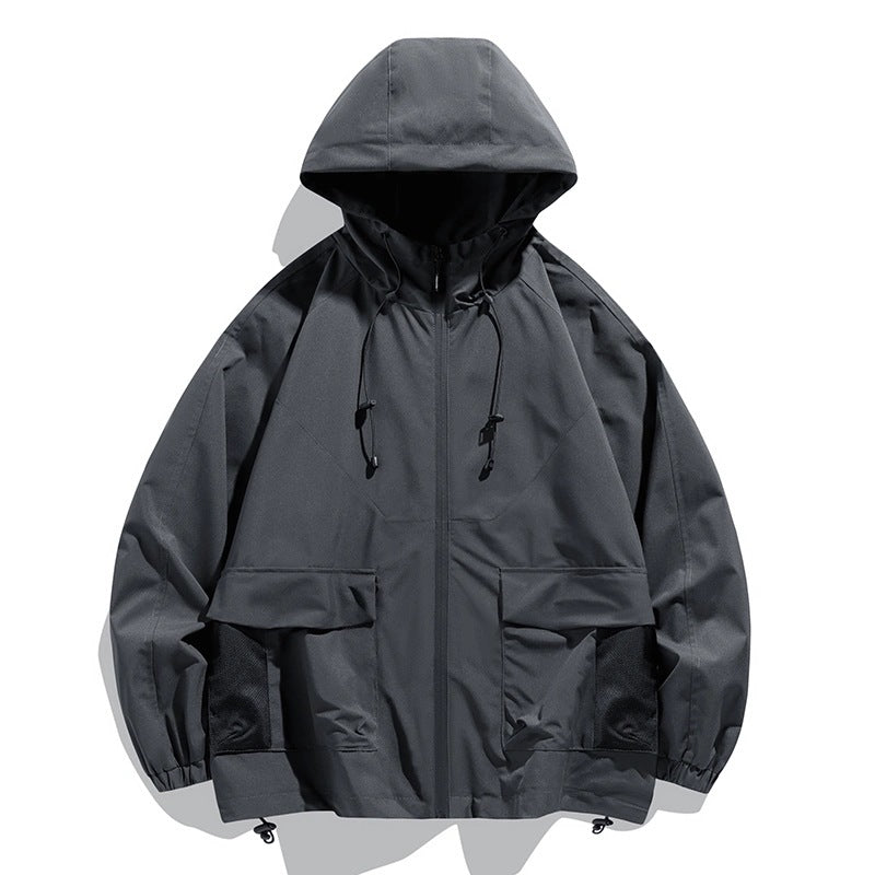 Herren Oversize Utility-Softshelljacke mit Kapuze, aufgesetzten Taschen & verstellbarem Saum Nord Taschen