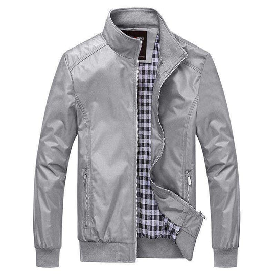 Herren Kurzblouson mit Stehkragen, Karo-Innenfutter und Rippenbündchen Nord Taschen