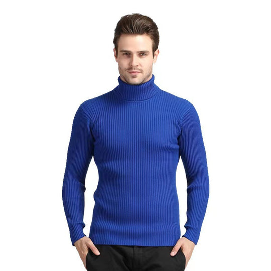 Herren Rippstrick Rollkragenpullover figurnaher elastischer Feinstrick Nord Taschen