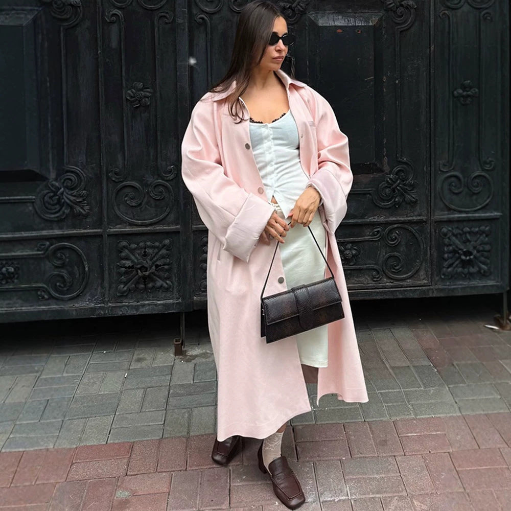 Damen Midi-Mantel aus Wollmix mit überschnittenen Ärmeln und verdeckter Druckknopfleiste Nord Taschen