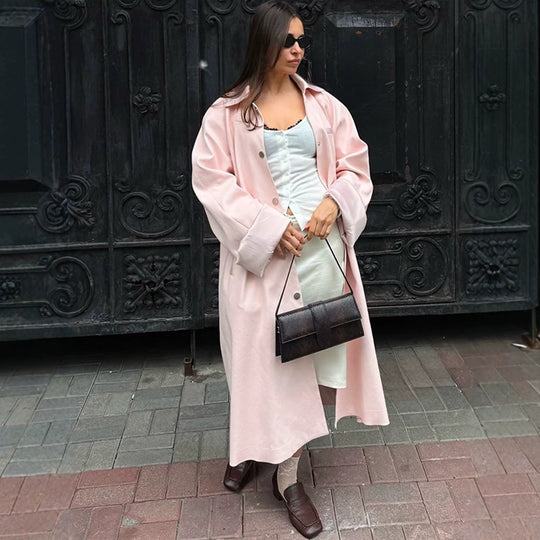 Damen Midi-Mantel aus Wollmix mit überschnittenen Ärmeln und verdeckter Druckknopfleiste Nord Taschen