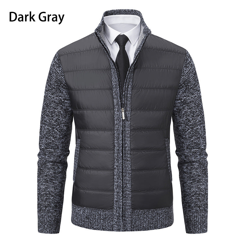 Herren gesteppte Hybrid-Strickjacke mit Stehkragen Reißverschluss und Eingrifftaschen Nord Taschen
